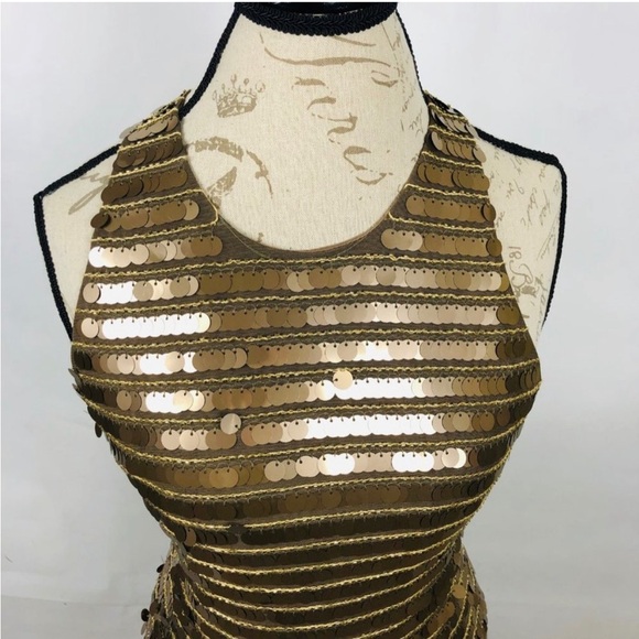 NWT BCBG Gold/Bronze Sequin Iman Dress Size XS Taylor Swift Dresses - Picture 2 of 3
